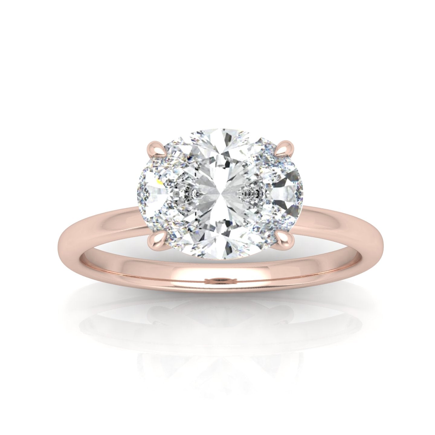Classic East-West Solitaire Engagement Ring - Oval