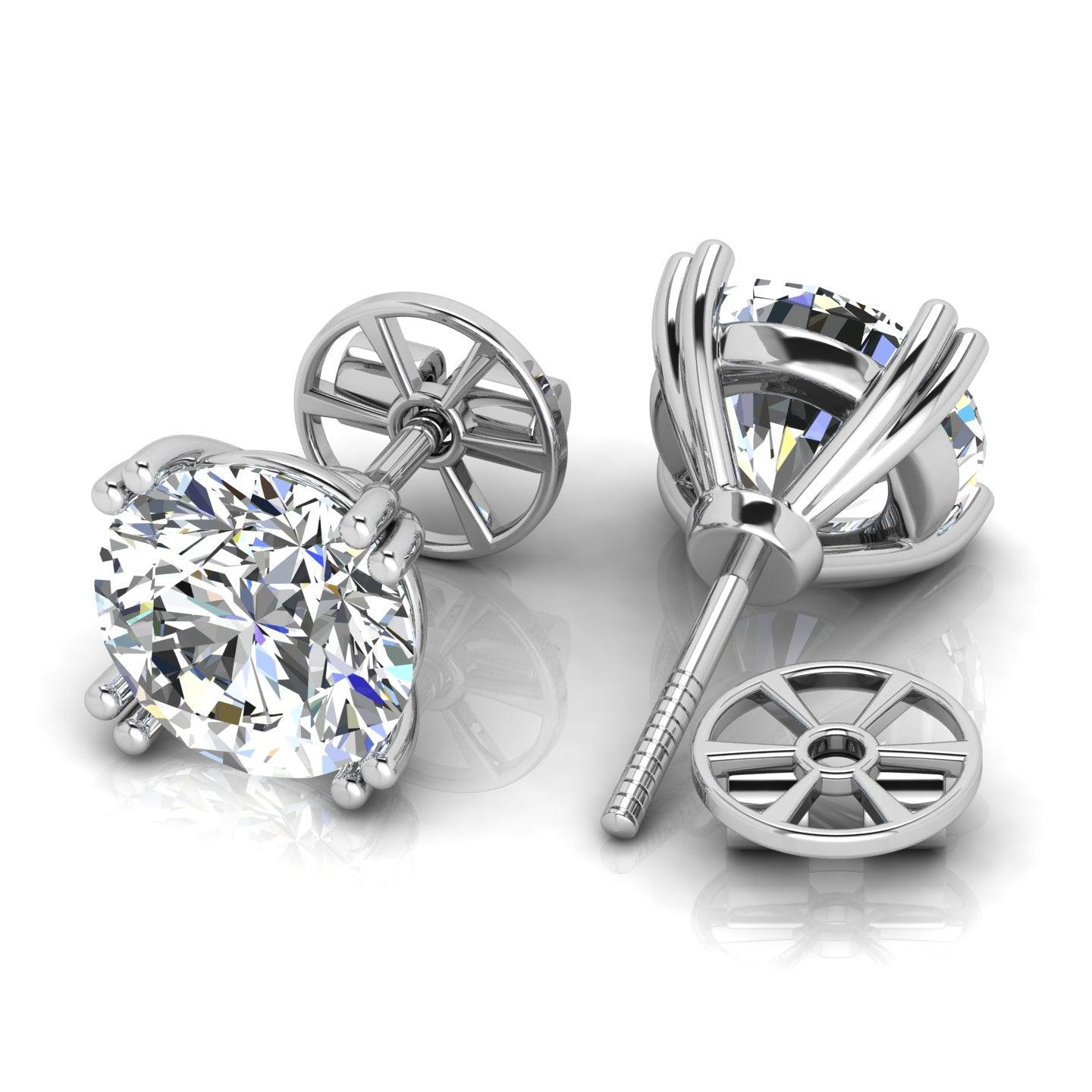 Certified D/VS 2.00Ct Double Prong Round Diamond Stud Earrings in 18k Gold / Platinum