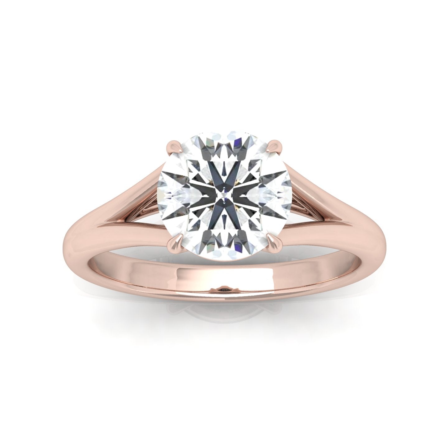 Classic Round Diamond Split Shank Solitaire Engagement Ring