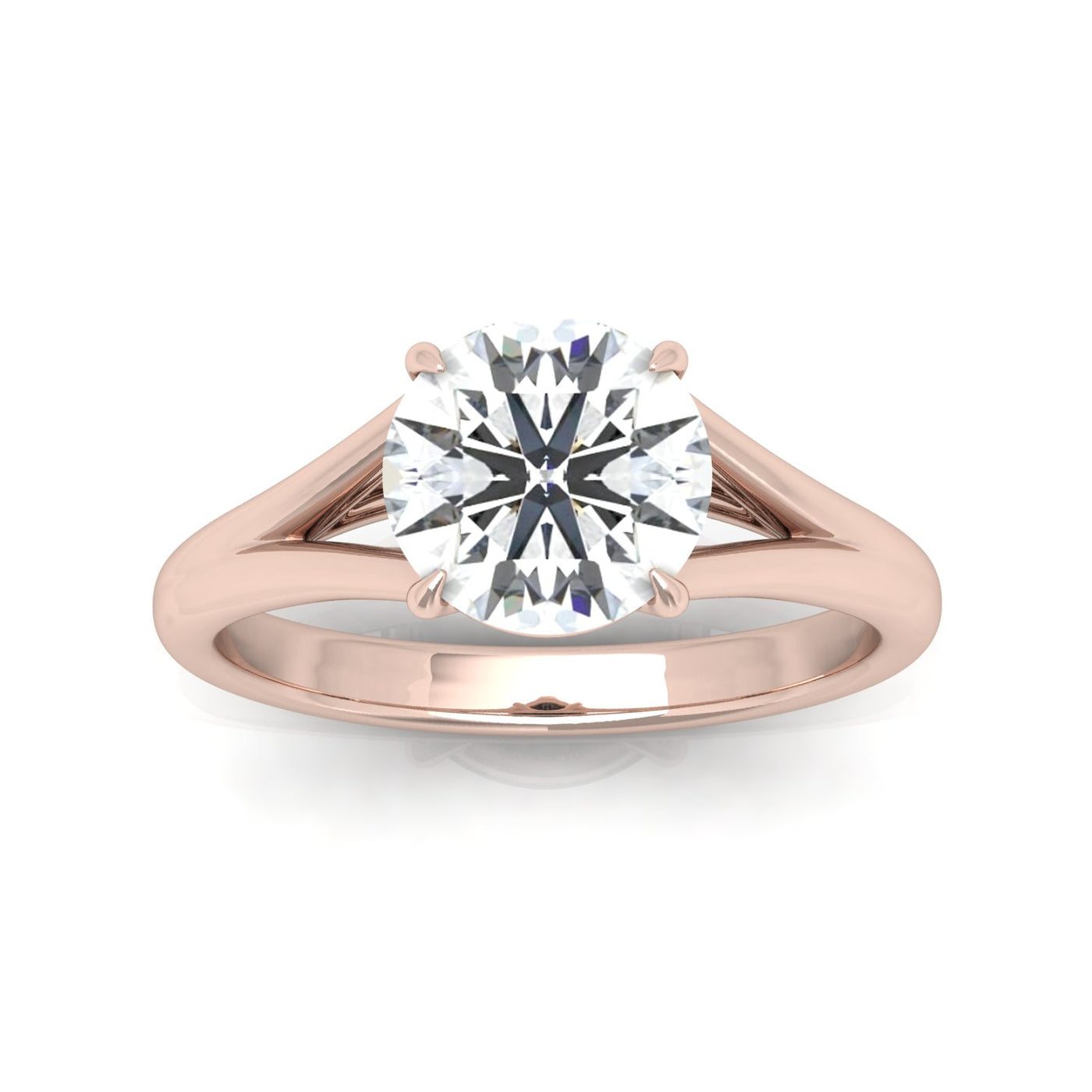 Classic Round Diamond Split Shank Solitaire Engagement Ring