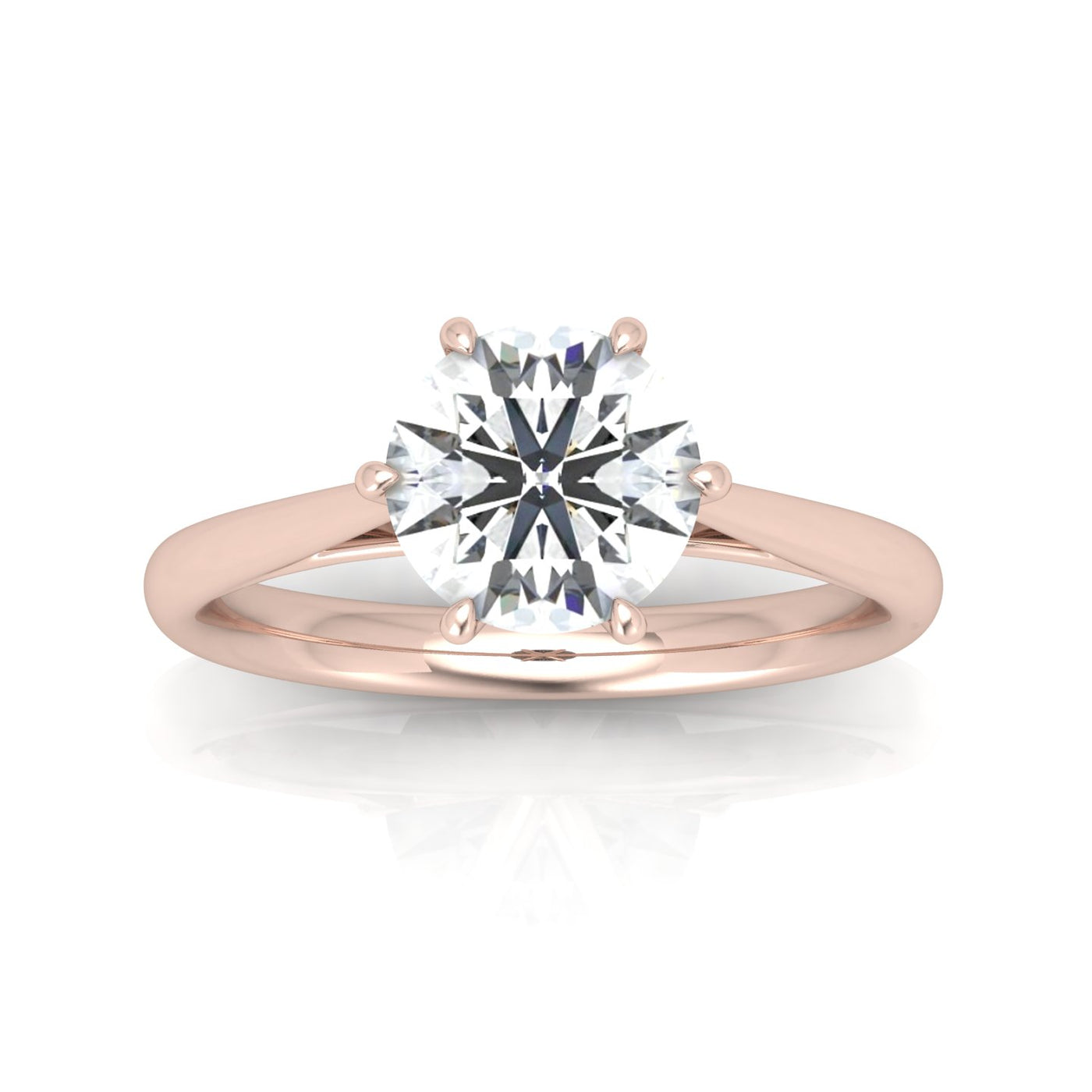 Round Diamond Six Prong Cathedral Solitaire Ring