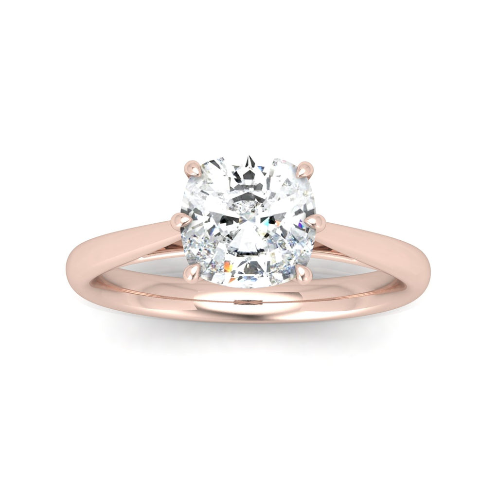 Cushion Diamond Cathedral Solitaire Ring