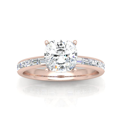 Classic Hidden Halo Channel Set Engagement Ring - Cushion