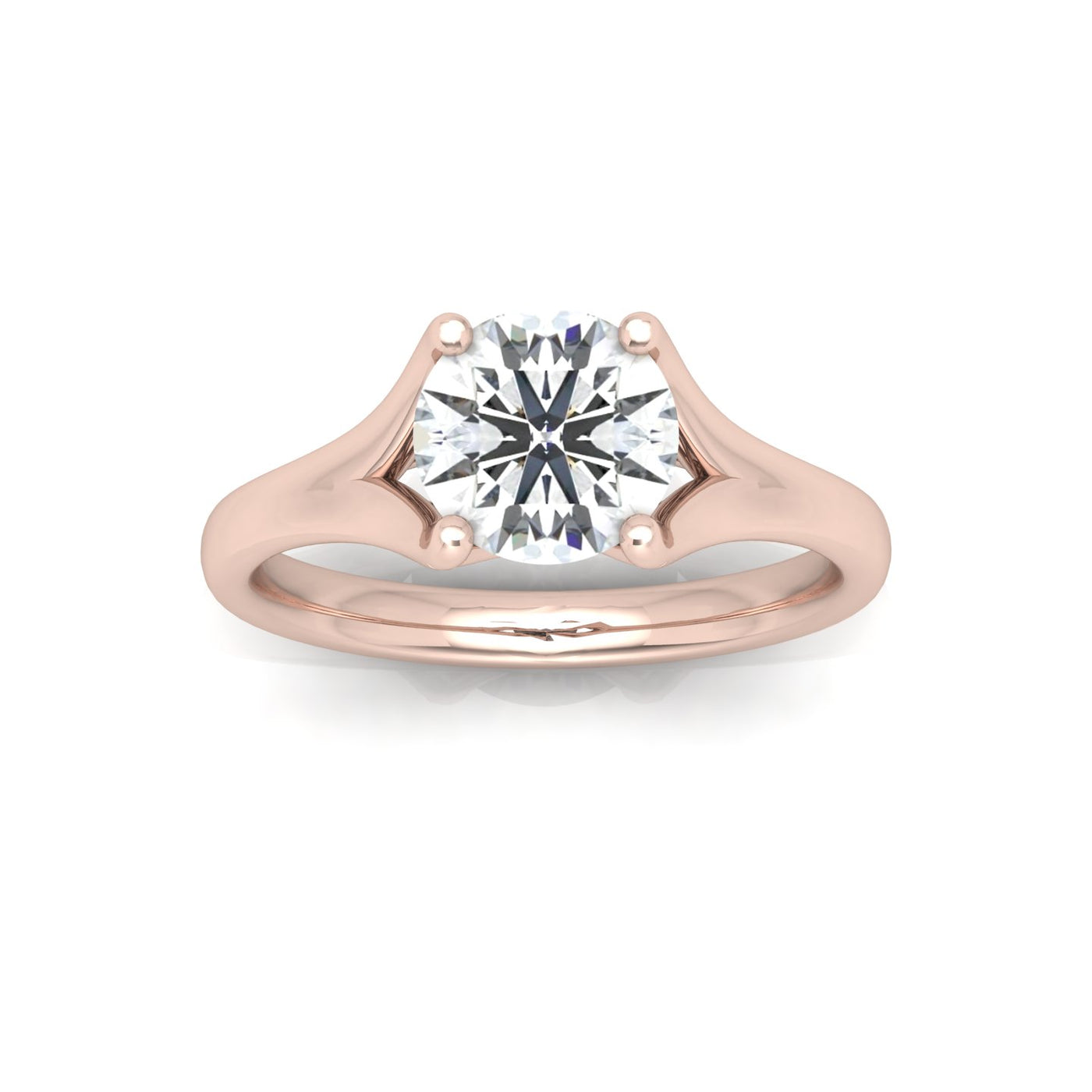 Round Diamond Split Shank Solitaire Engagement Ring