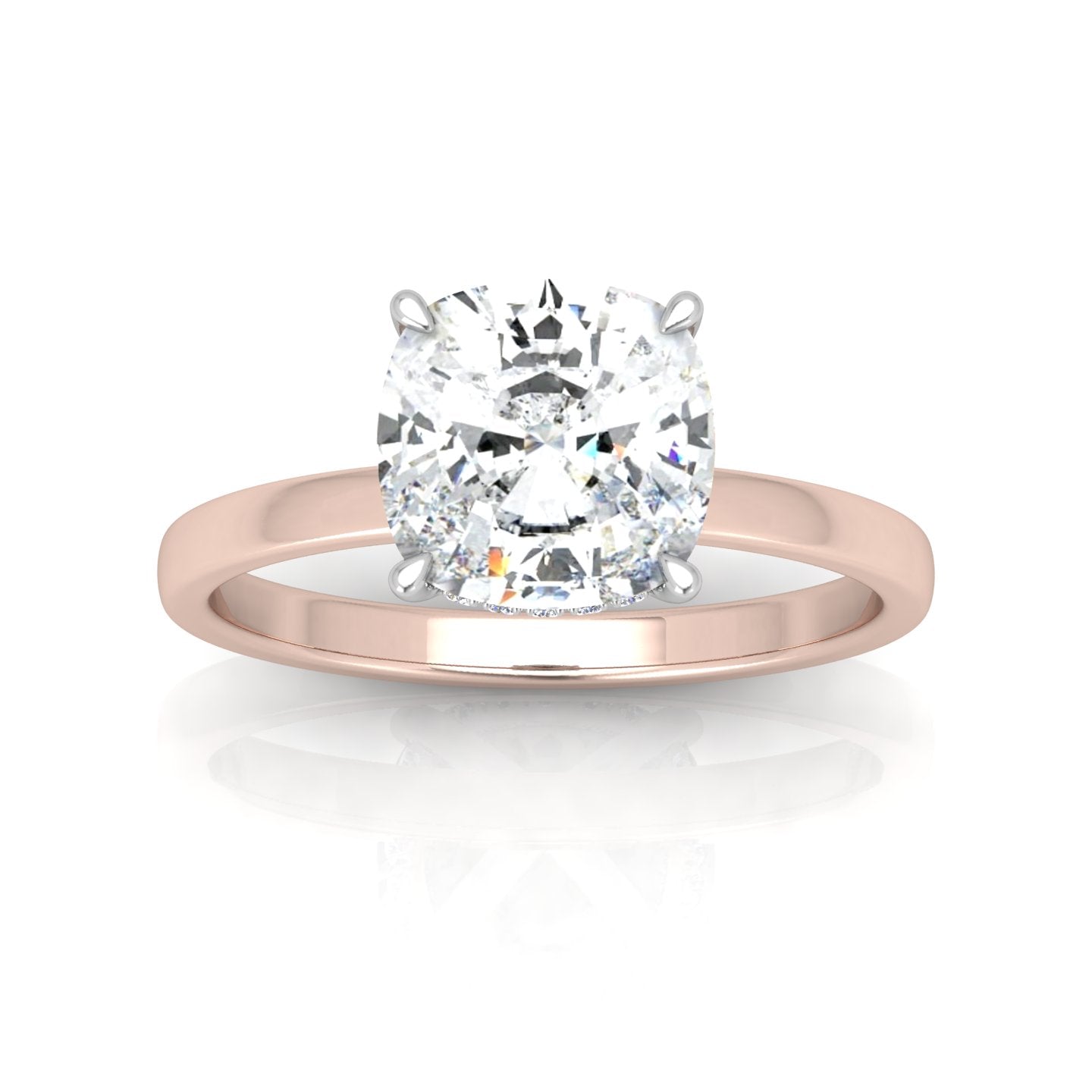 Classic Solitaire Hidden Halo Engagement Ring