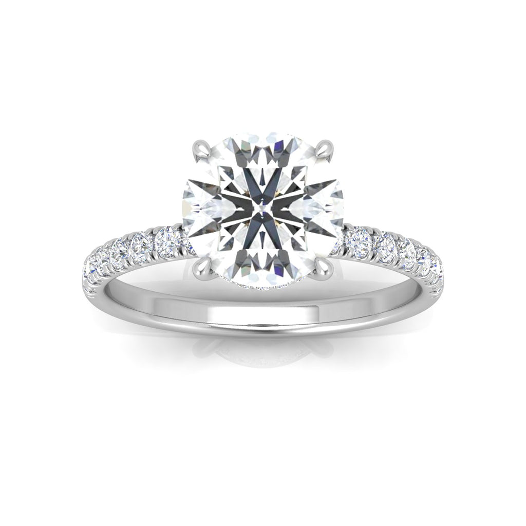 Classic Hidden Halo Pave Set Engagement Ring - Round