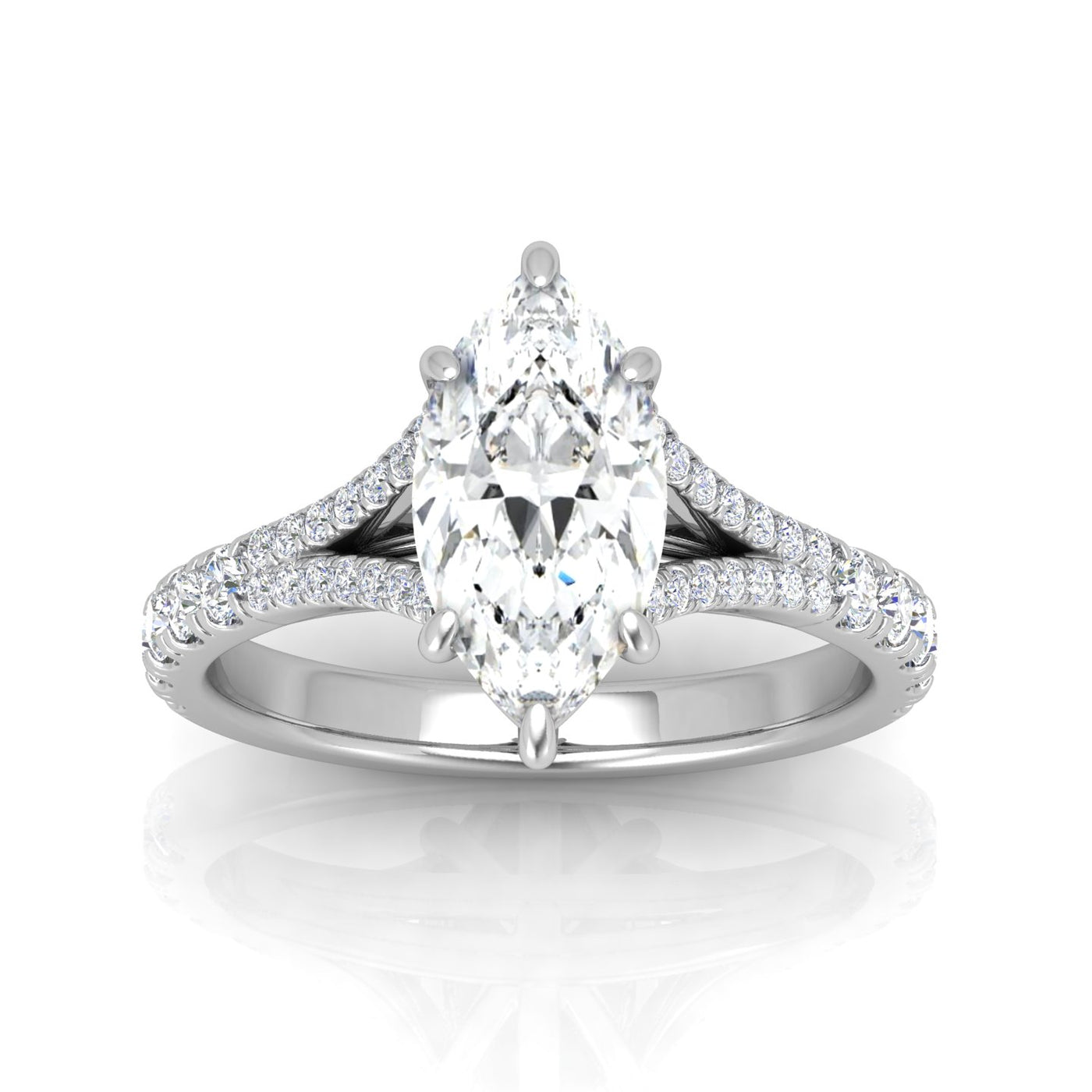 Julie Marquise Diamond Split Shank Engagement Ring