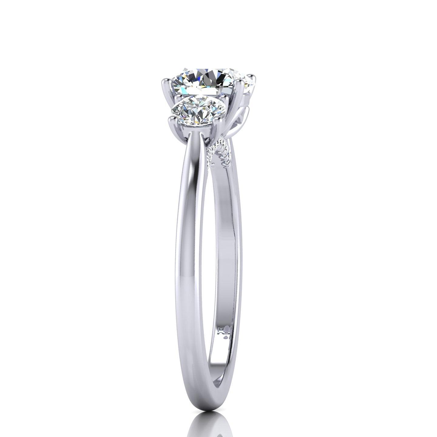 Round Diamond Trilogy Engagement Ring in Platinum 1.50Ct