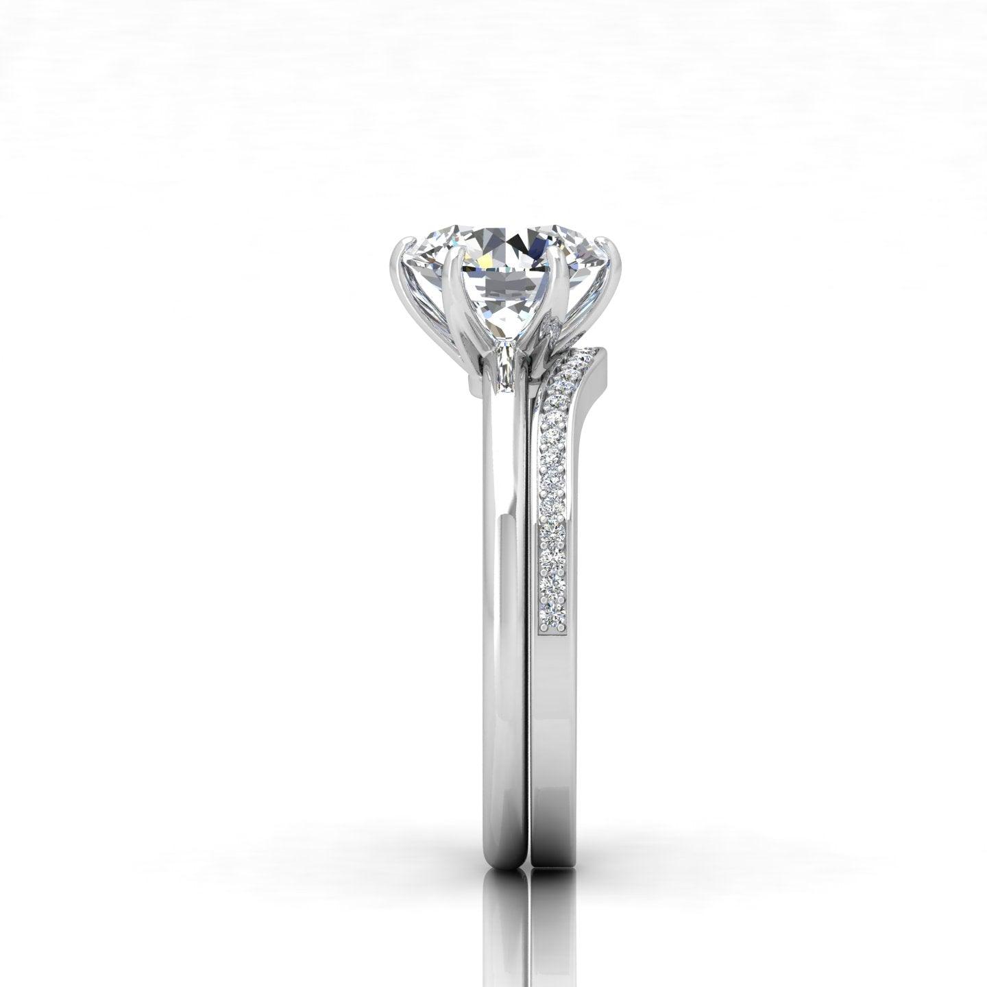 Certified 6 Claw Round Diamond Solitaire Ring With Matching Band