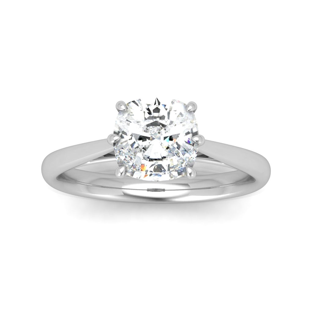 Cushion Diamond Cathedral Solitaire Ring