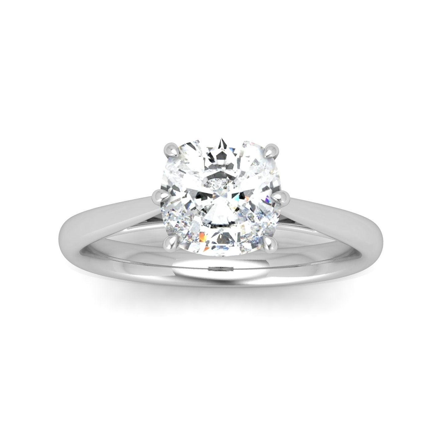 Cushion Diamond Cathedral Solitaire Ring