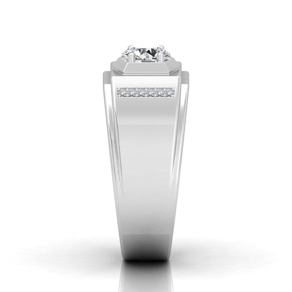 Certified F/VS 1.00Ct Round Diamond Solitaire With Accents Engagement Ring For Him