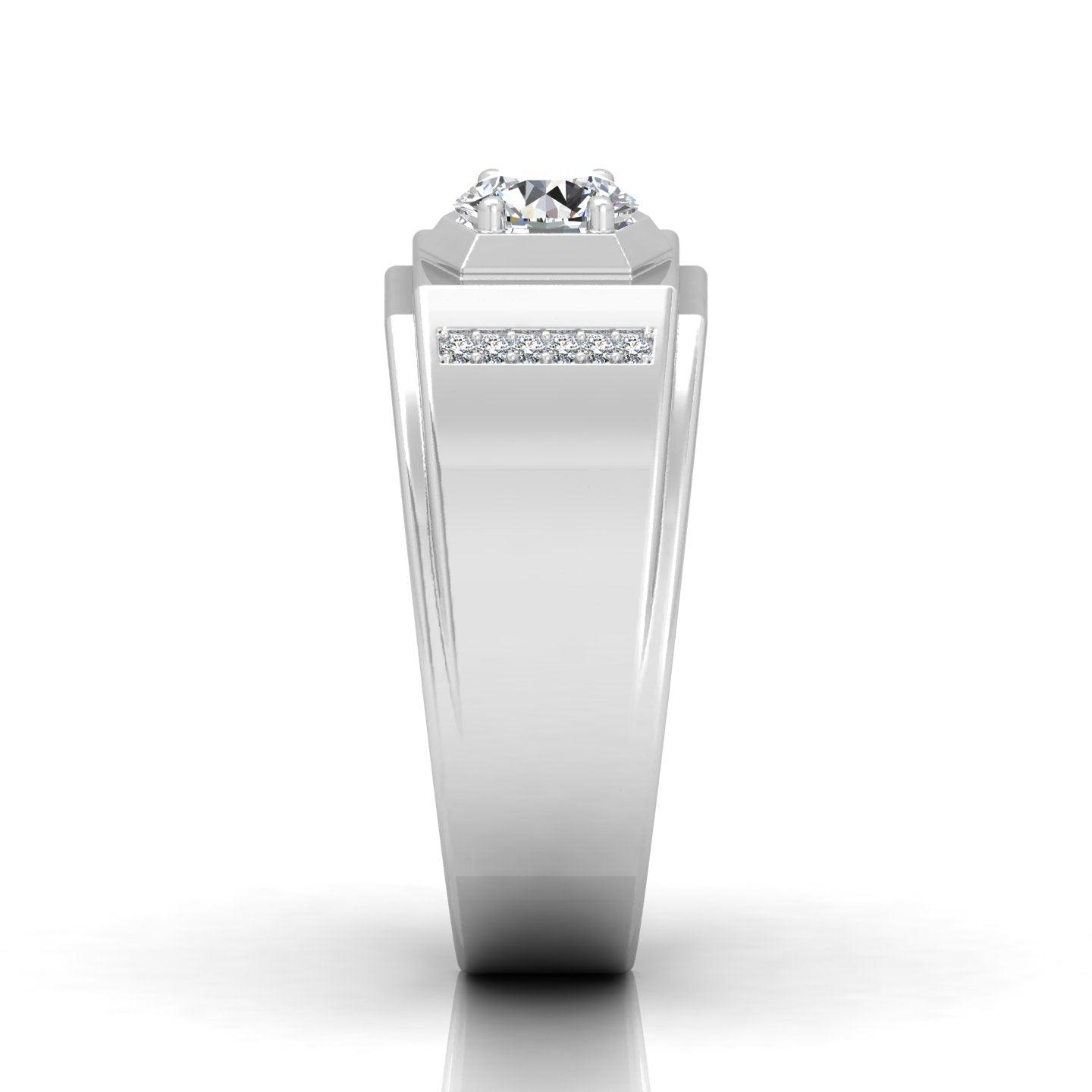Certified F/VS 1.00Ct Round Diamond Solitaire With Accents Engagement Ring For Him
