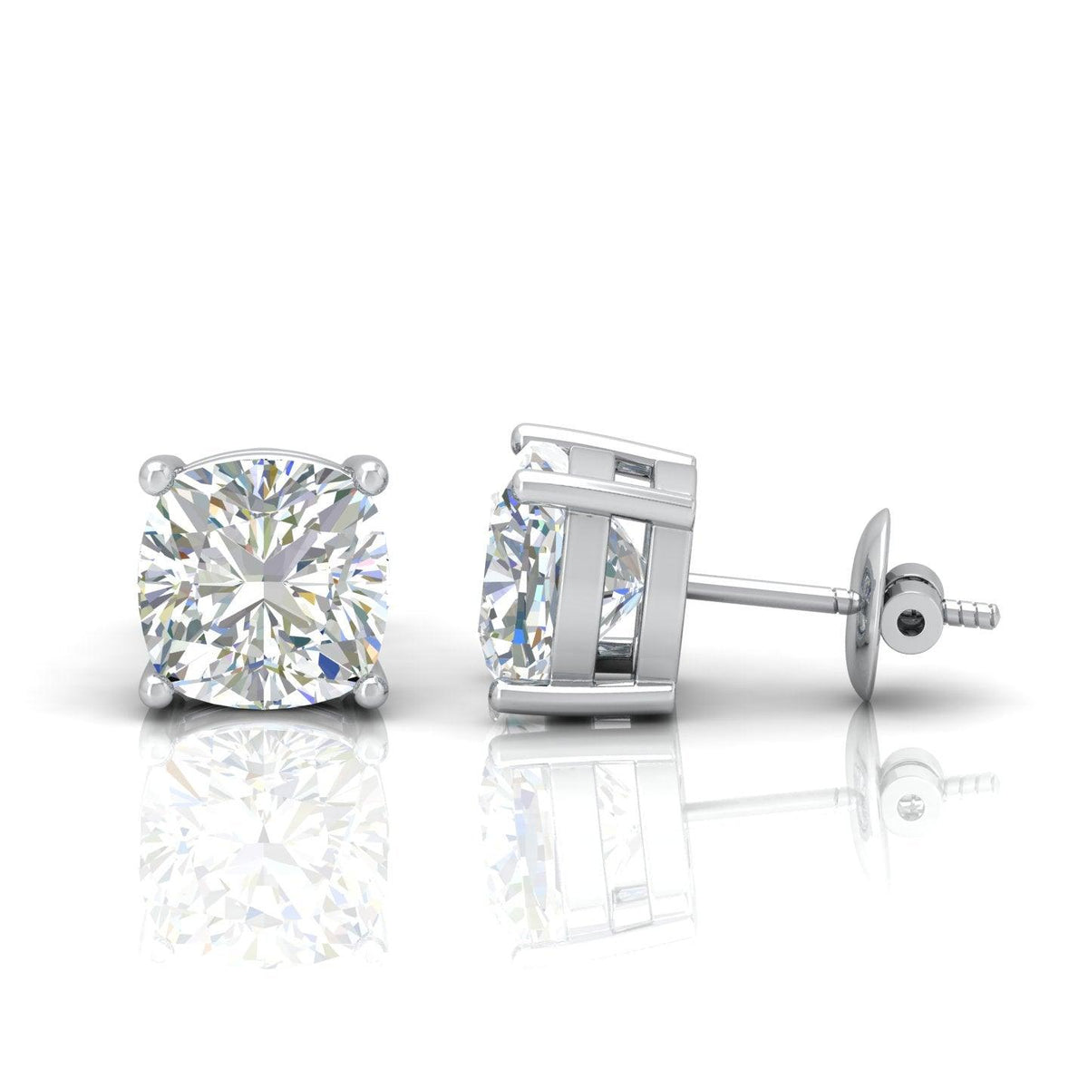 IGI Certified D-E/VS 2.00Ct Cushion Lab Diamond Stud Earrings In Platinum