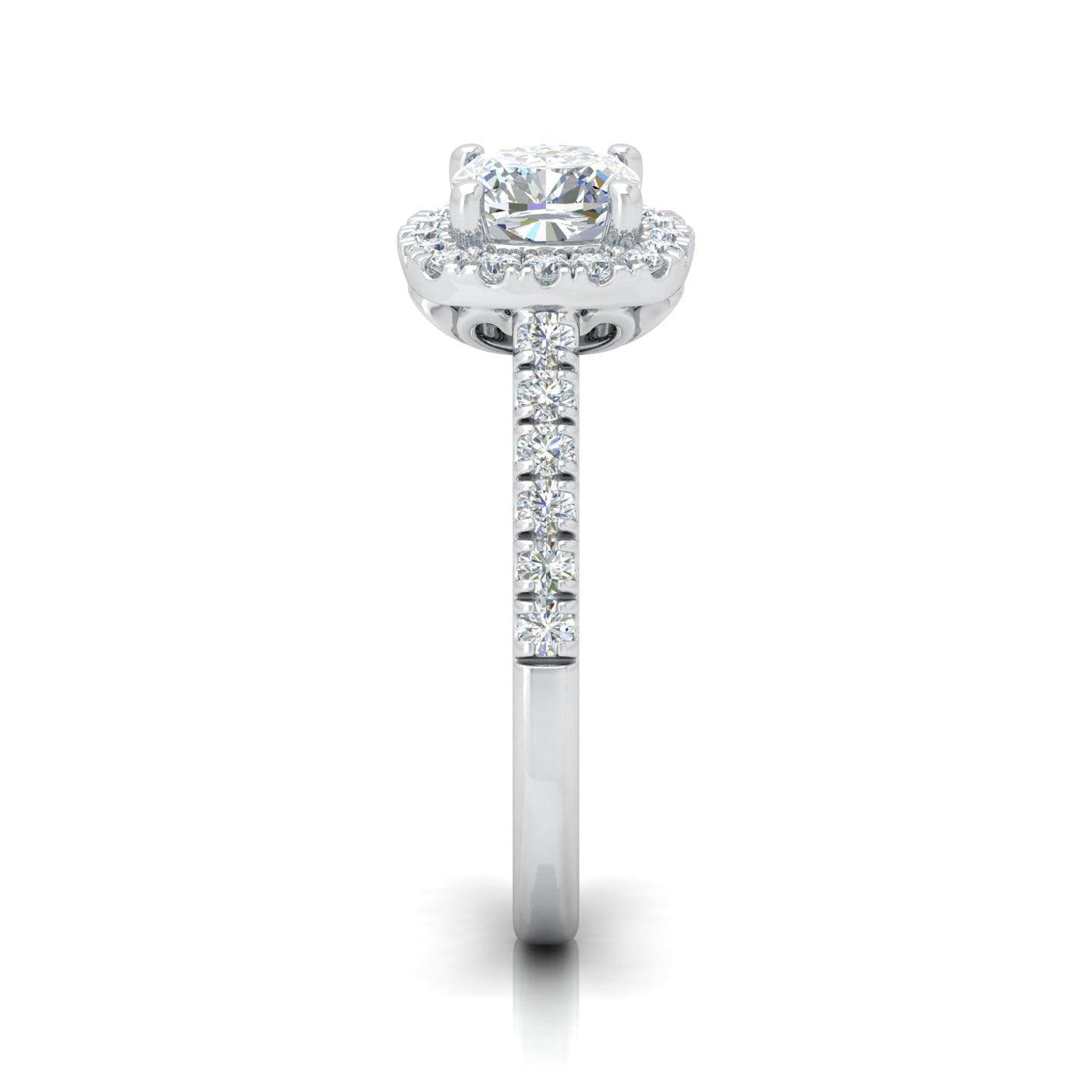 Cushion Diamond Halo Engagement Ring in Gold / Platinum 1.50Ct