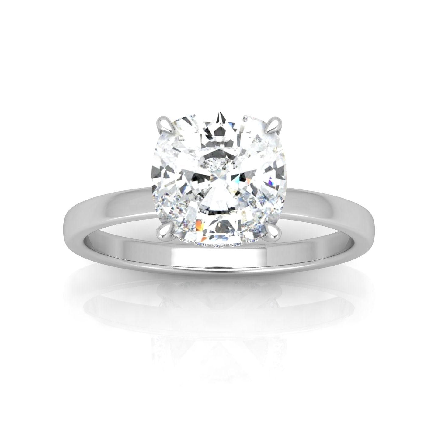 Classic Solitaire Hidden Halo Engagement Ring
