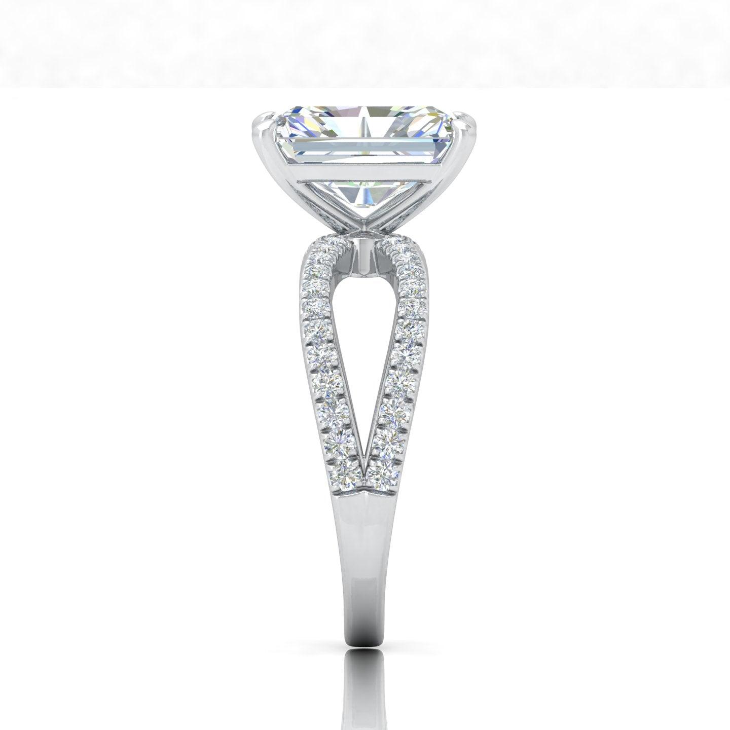 Last Piece 3.50Ct F/VS Radiant Diamond Split Shank Engagement Ring in Platinum