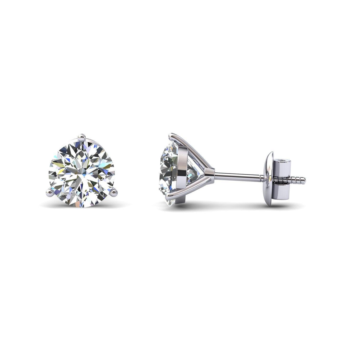 Certified D/VS 2.00Ct Martini Style Round Diamond Stud Earrings in 18k Gold / Platinum
