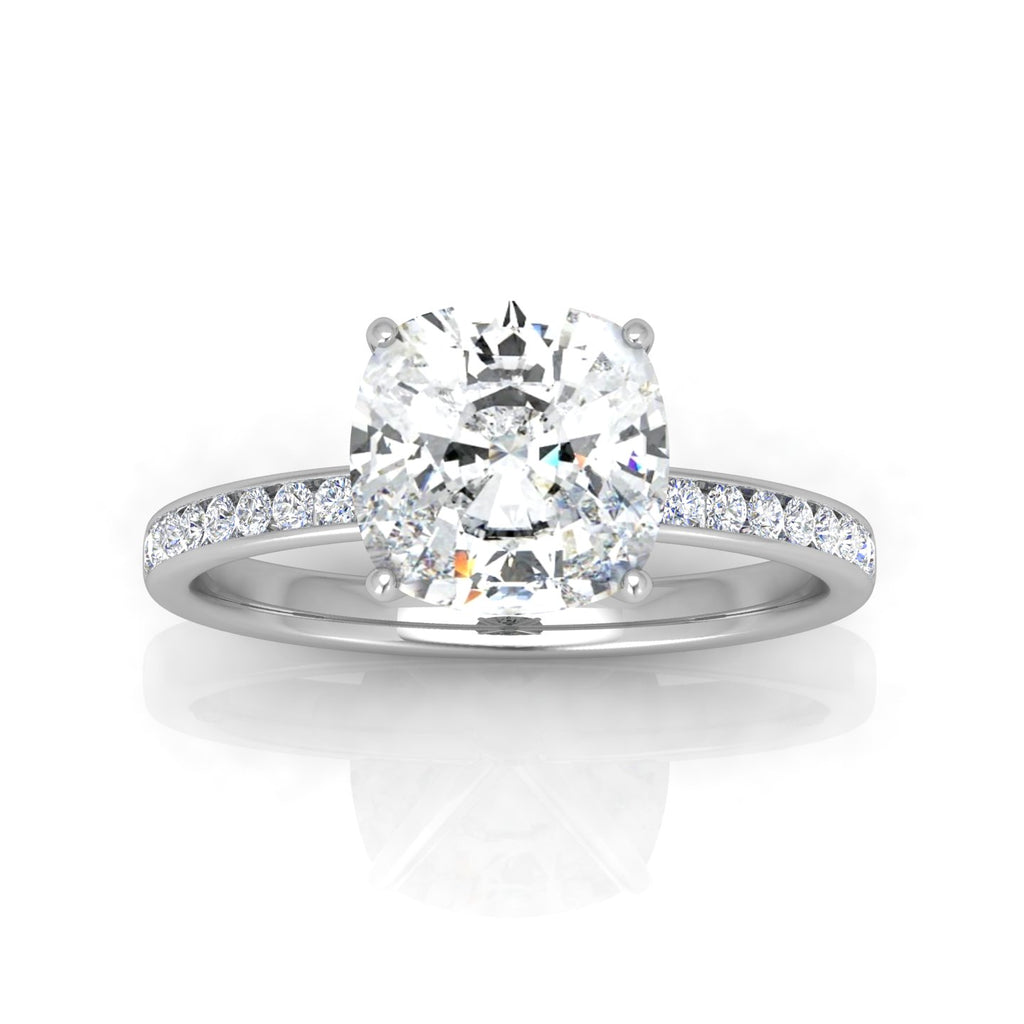 Channel Set Cushion Diamond Engagement Ring