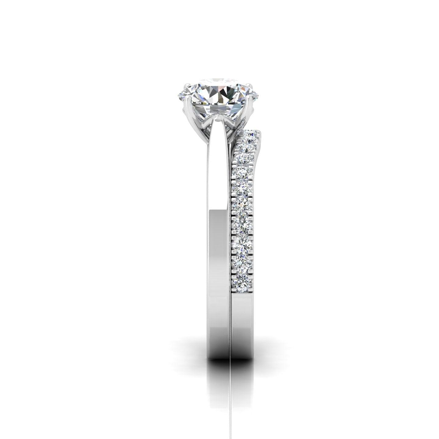 Certified Round Diamond Solitaire Engagement Ring With Curved Matching Band 1.50Carat E/VS
