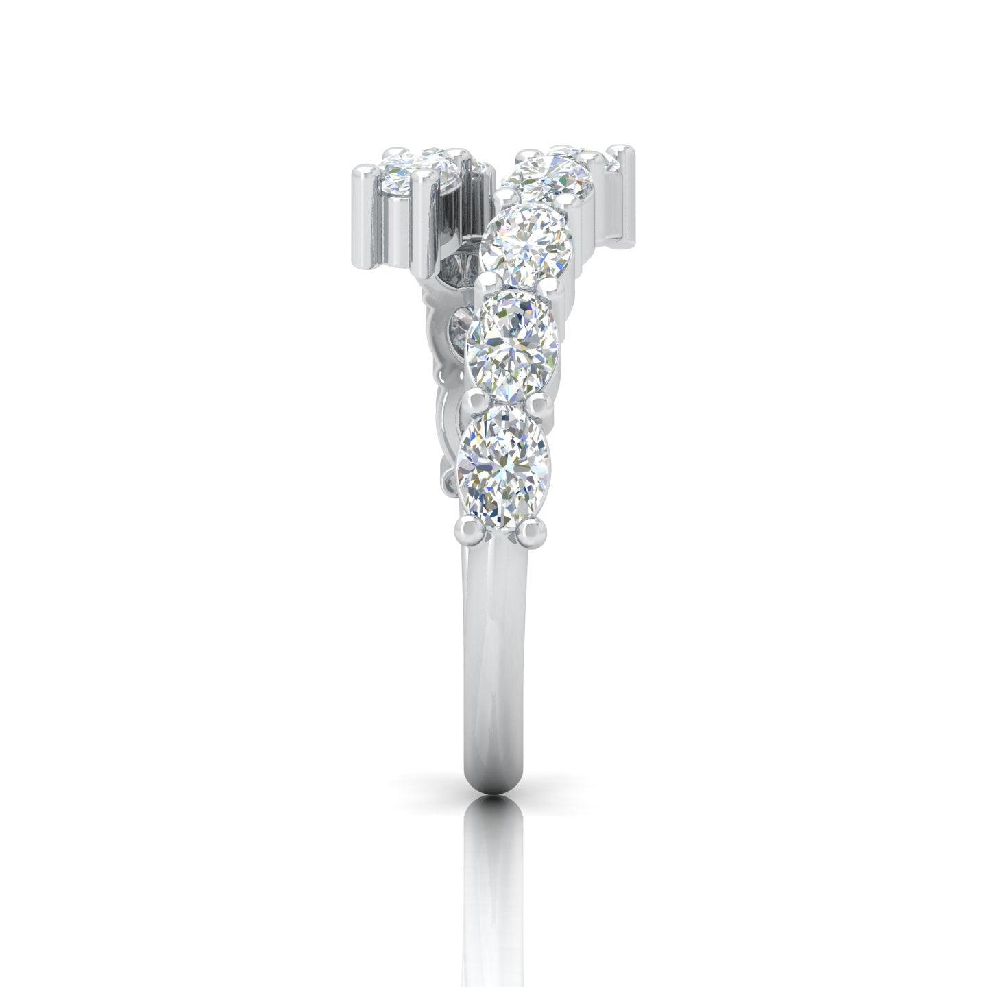 E/VS 2.00 Carat Oval Diamond Half Eternity Designer Ring