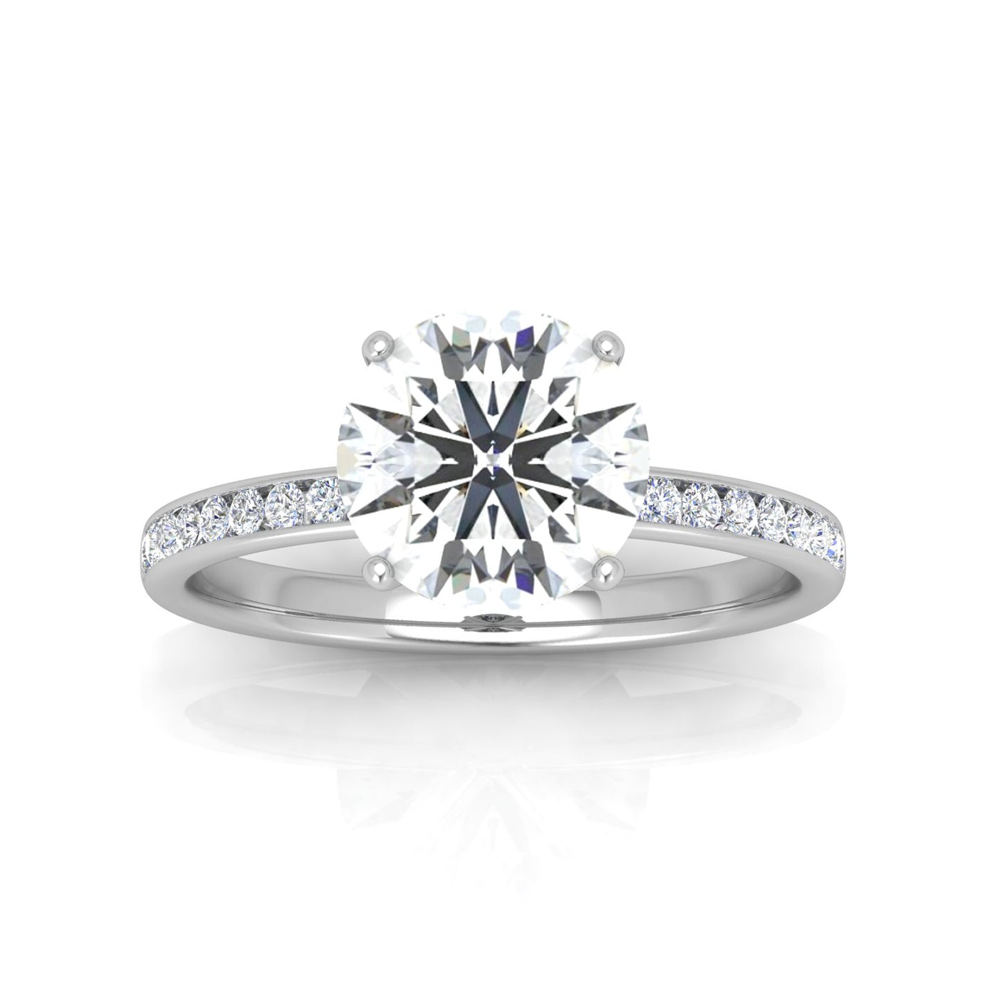 Channel Set Round Diamond Engagement Ring