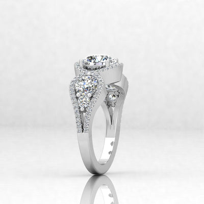 Vintage Style Round Diamond Trilogy Engagement Ring in Platinum 2.00Ct