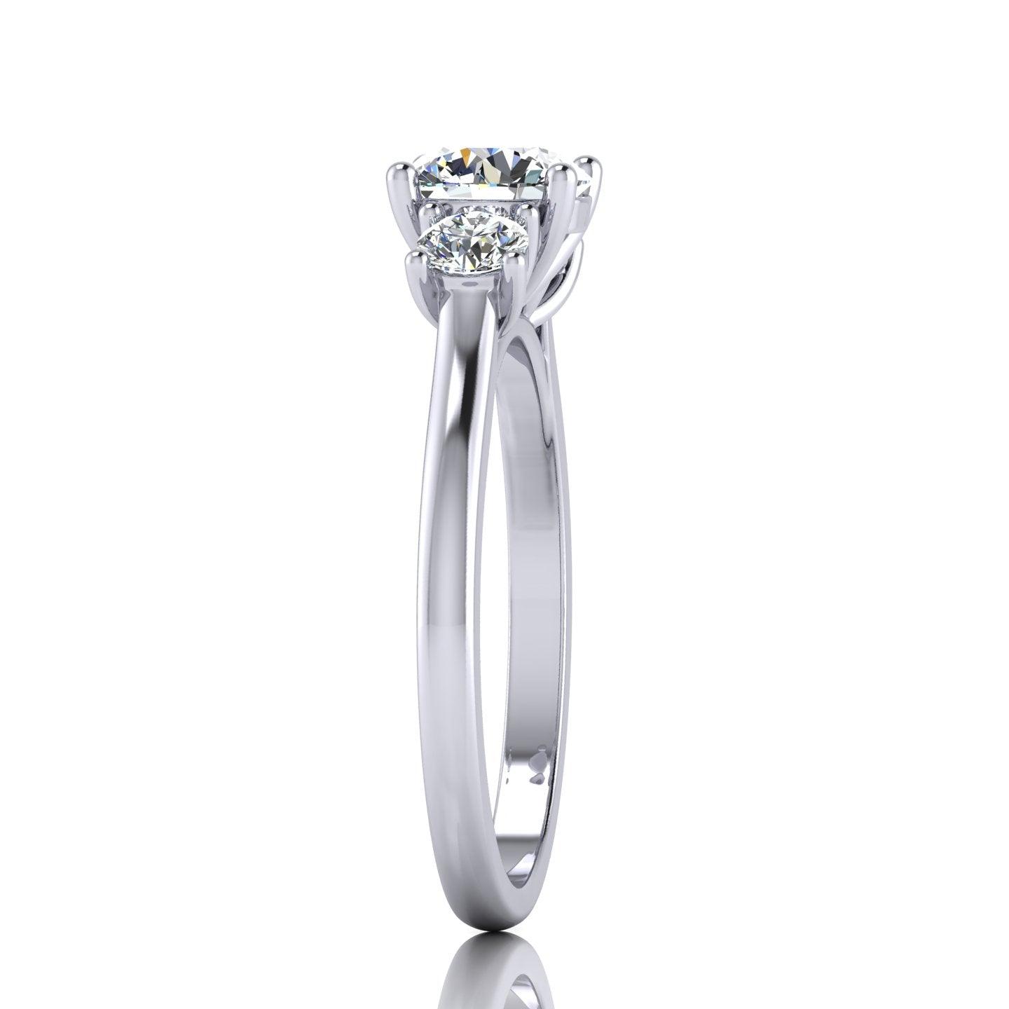 Casual Round Diamond Trilogy Engagement Ring in Platinum 1.00Ct-3.00Ct