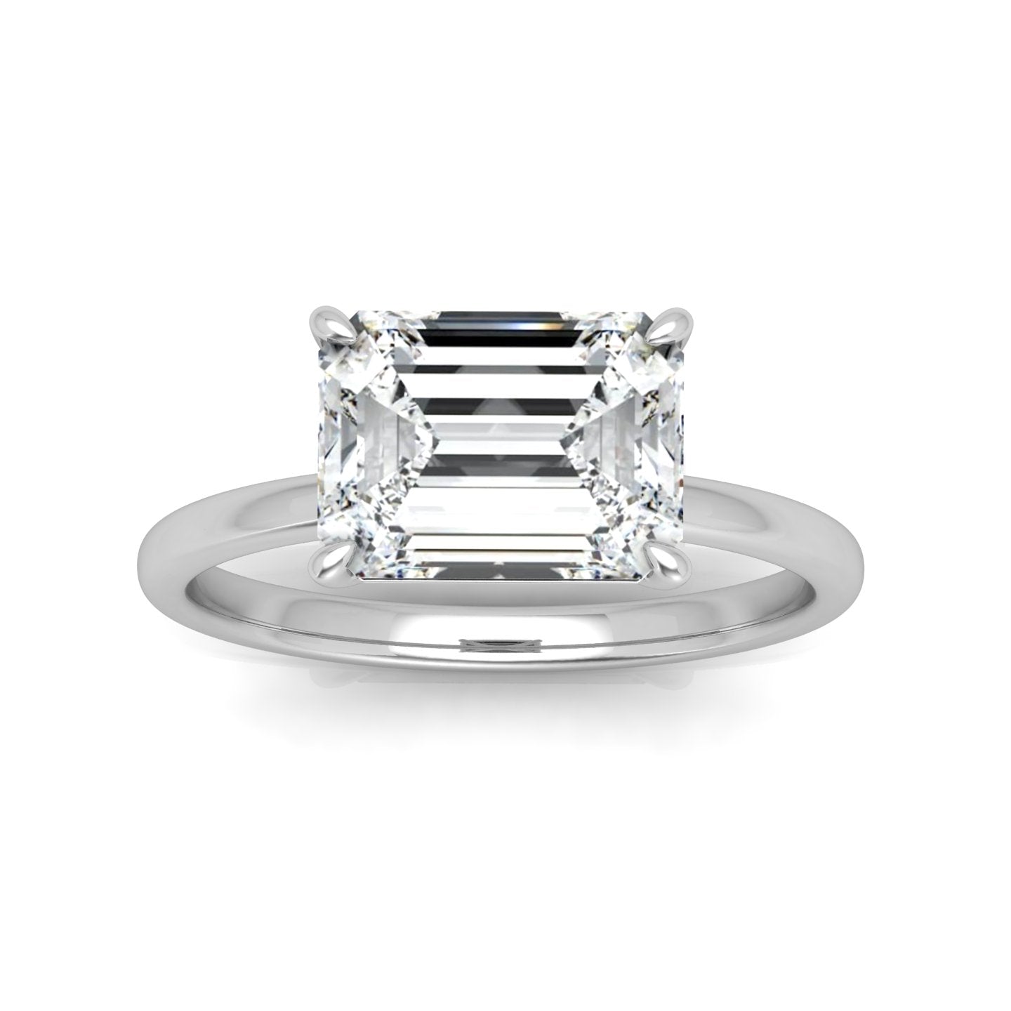Classic East-West Solitaire Engagement Ring - Emerald