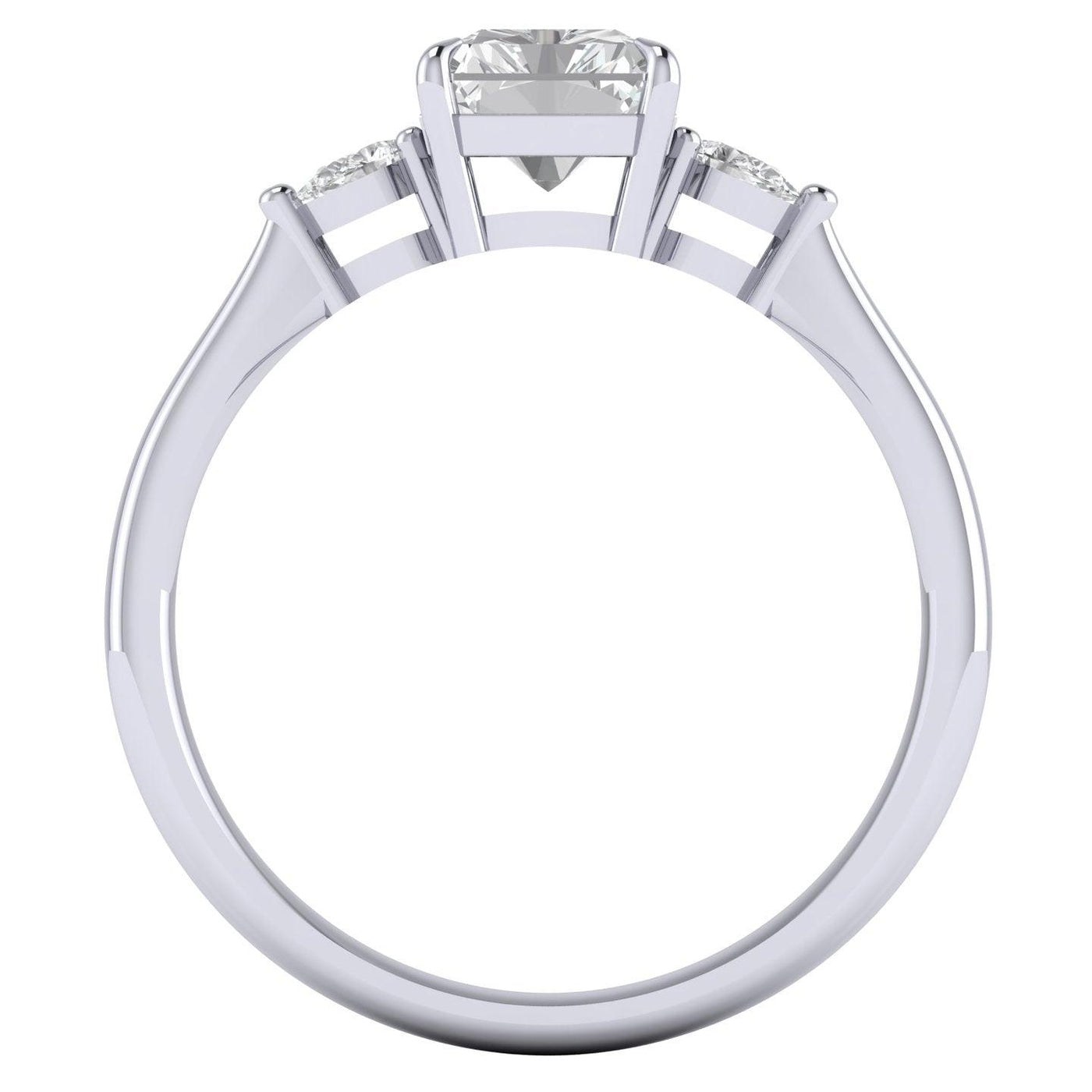 Radiant & Pear Diamond 3 Stone Engagement Ring in Platinum 2.00Ct