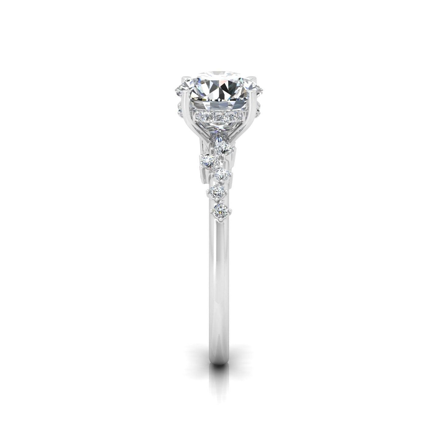 Certified Round Diamond Designer Hidden Halo Engagement Ring