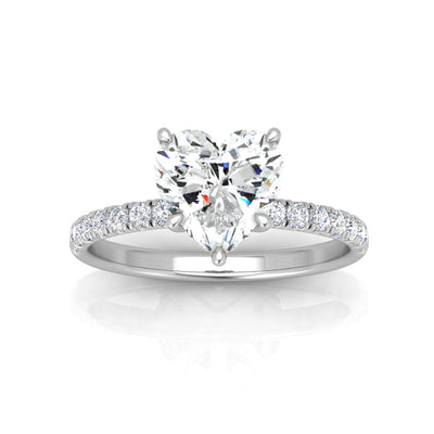 Classic Hidden Halo Pave Set Engagement Ring - Heart