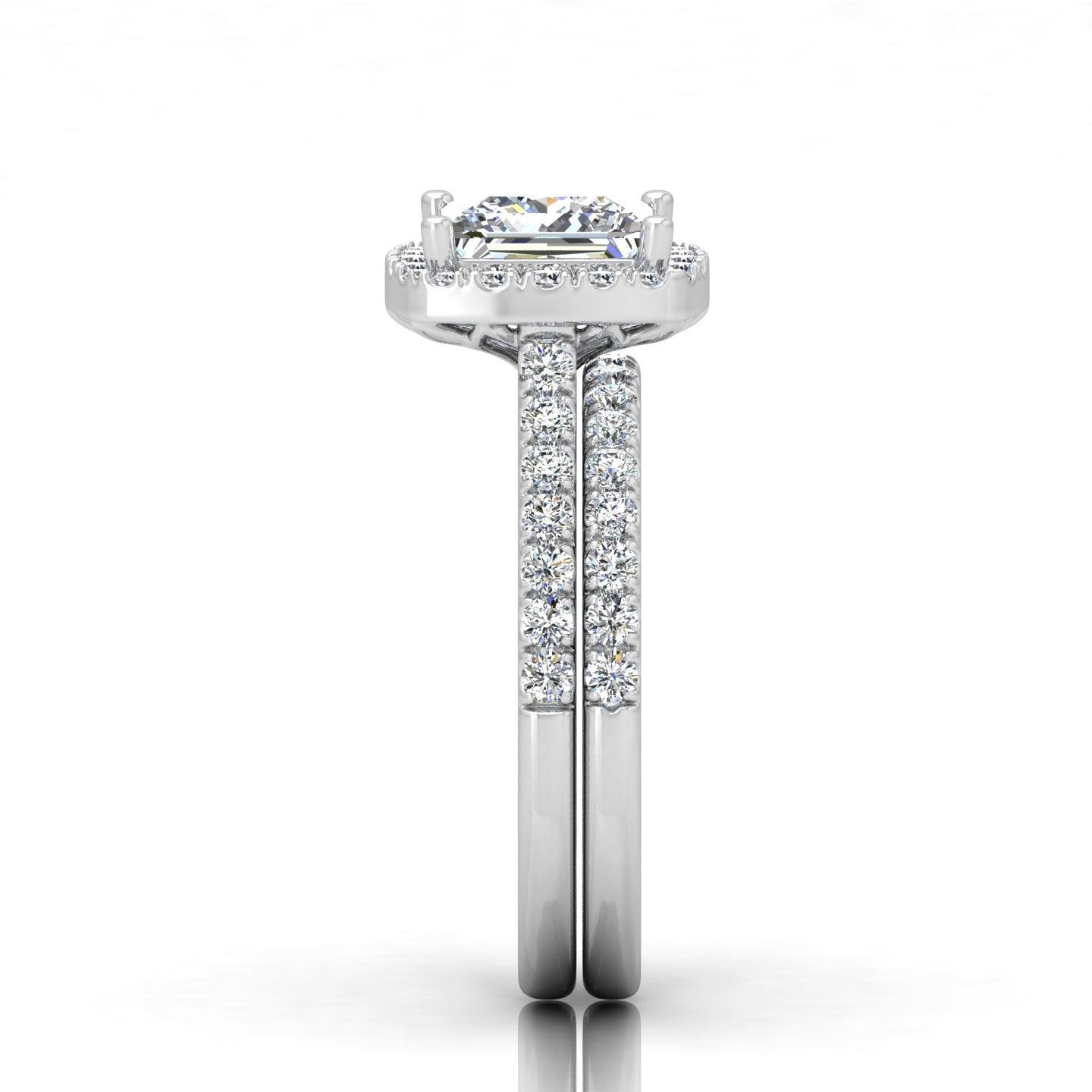 Certified Princess Diamond Halo Engagement Ring With Matching Band 2.00Carat