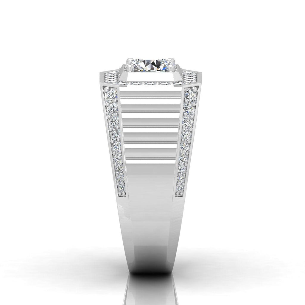 Certified F/VS 1.50Ct Round Diamond Mens Solitaire Hip Hop Ring