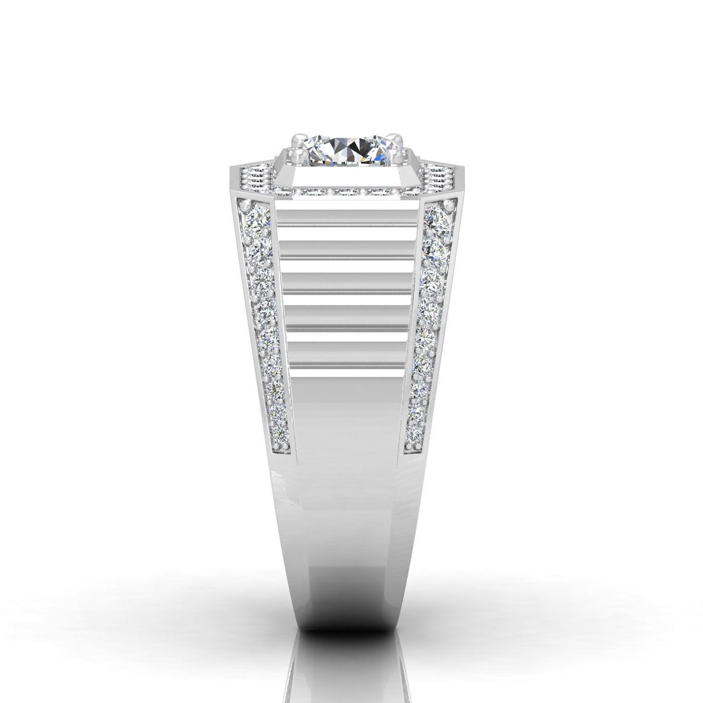 Certified F/VS 1.50Ct Round Diamond Mens Solitaire Hip Hop Ring