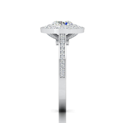 IGI Certified E/VS Round Diamond Designer Halo Engagement Ring - amadadiamonds