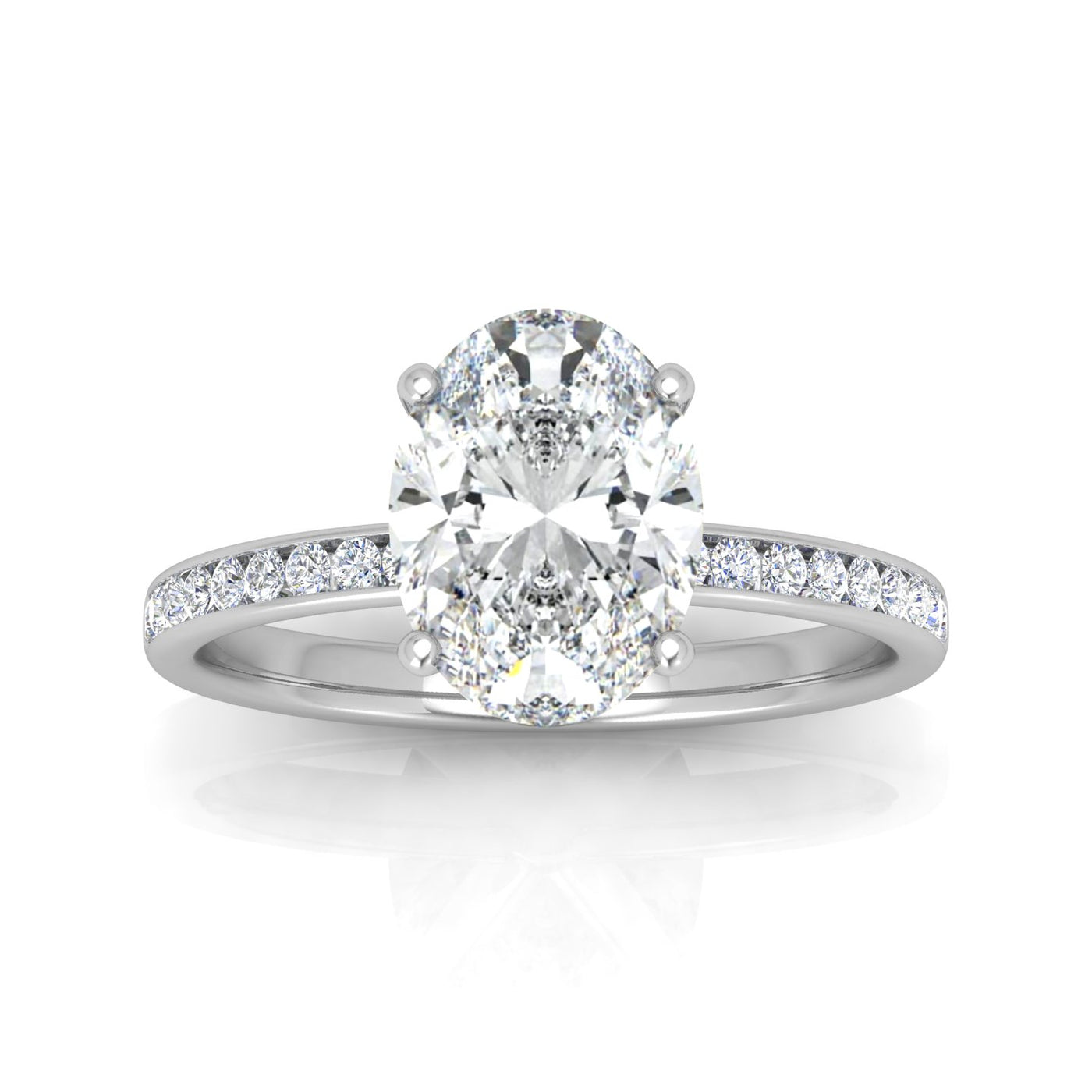 Channel Set Oval Diamond Engagement Ring