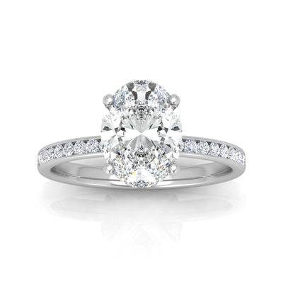 Channel Set Oval Diamond Engagement Ring