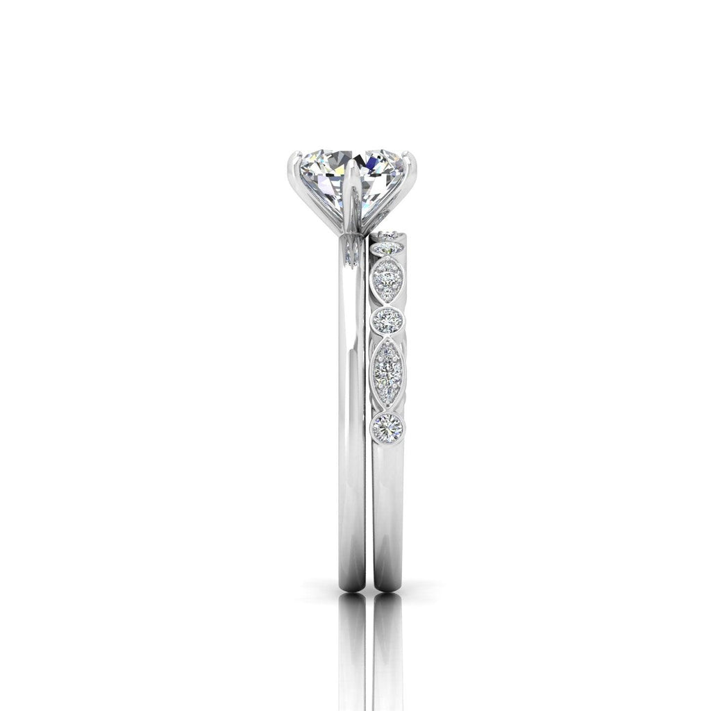 Certified 6 Claw Round Diamond Solitaire Ring With Matching Band