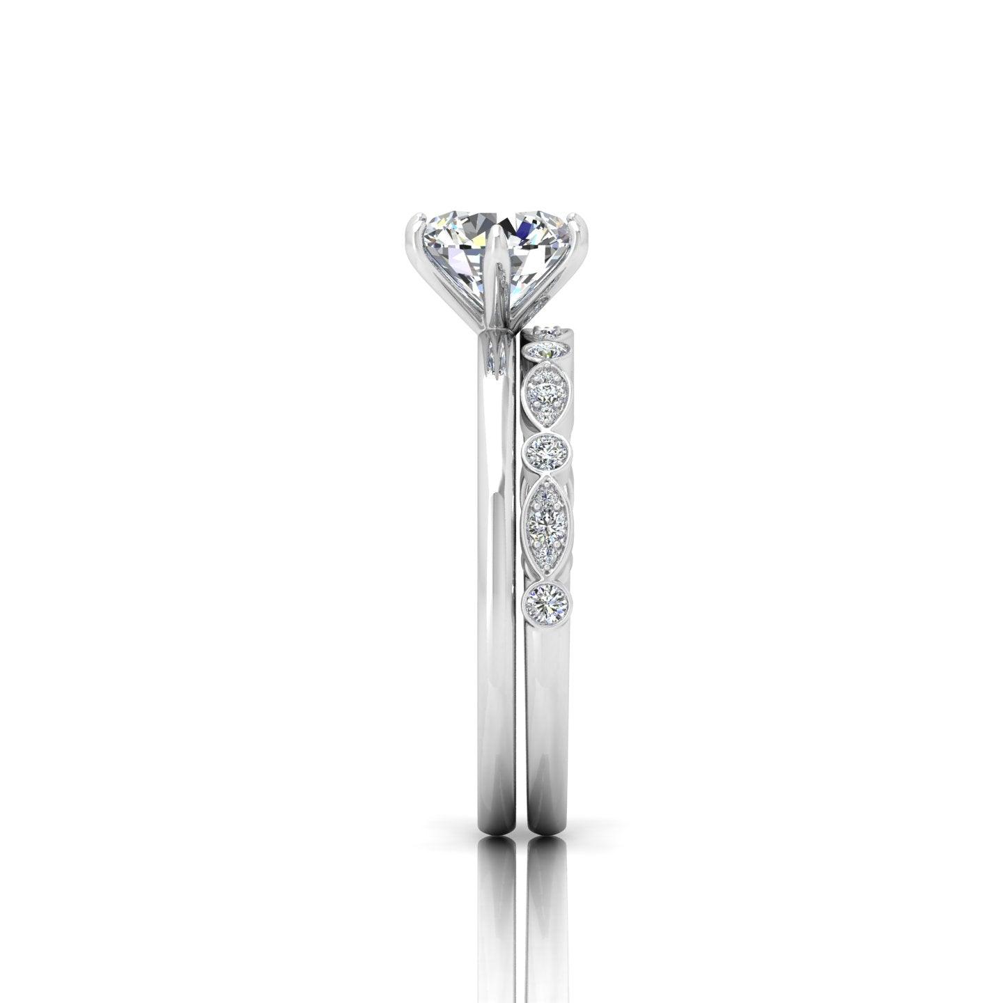 Certified 6 Claw Round Diamond Solitaire Ring With Matching Band
