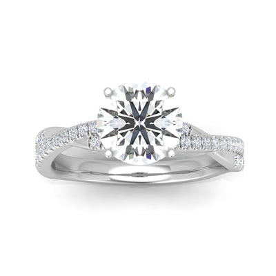 Vine Round Diamond Twisted Engagement Ring