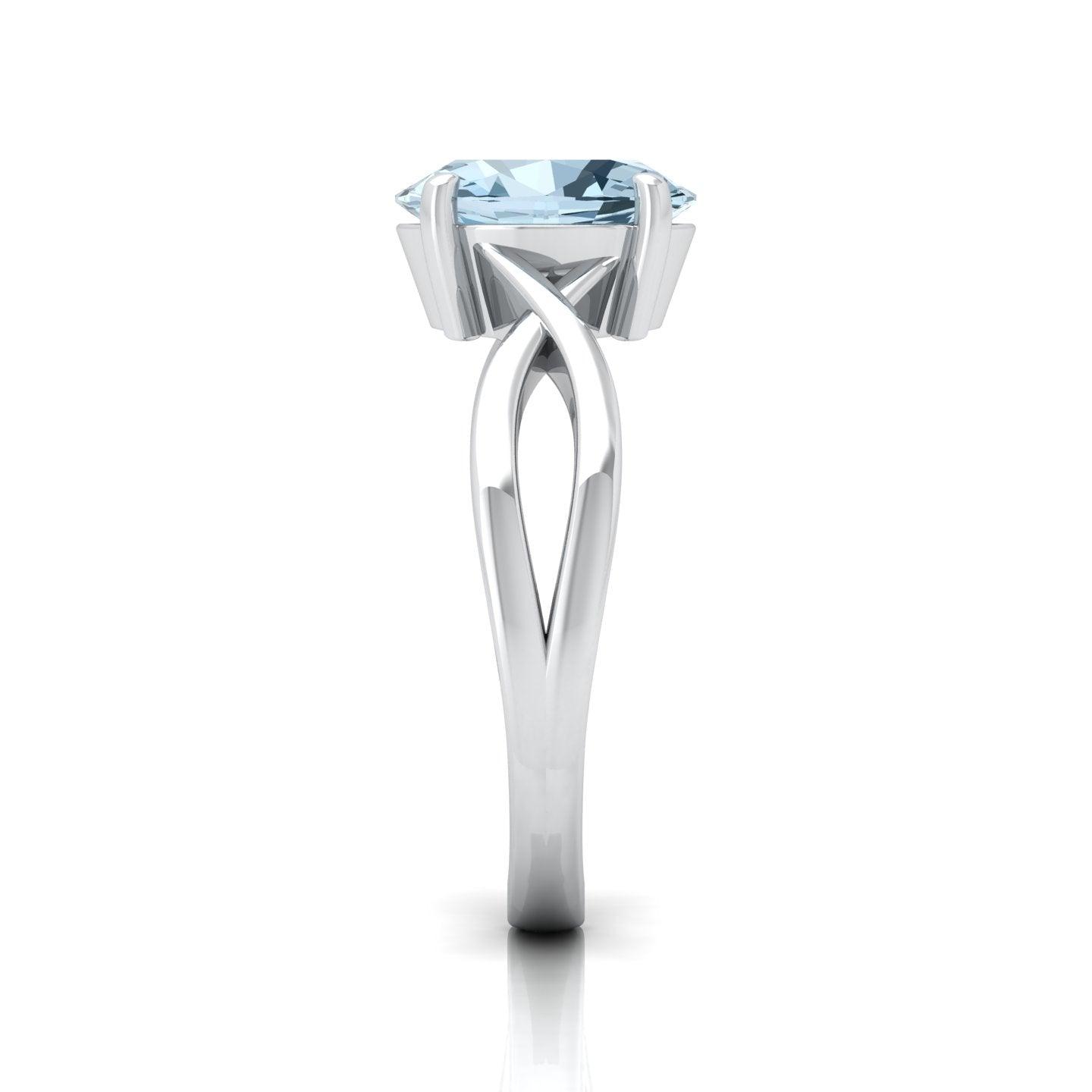 2.00 Ct Natural Sky Blue Aquamarine Diamond Twisted Designer Ring - amadadiamonds