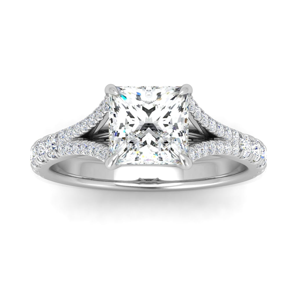Julie Princess Diamond Split Shank Engagement Ring