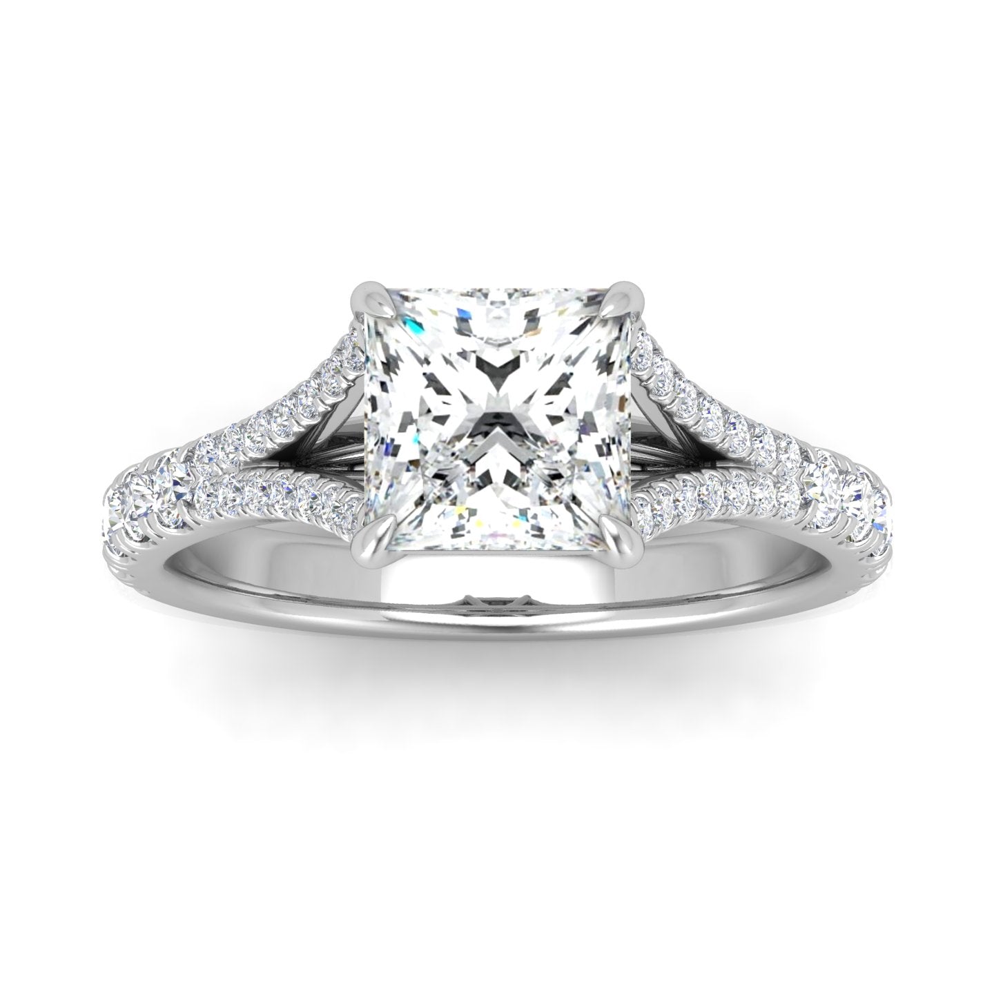 Julie Princess Diamond Split Shank Engagement Ring