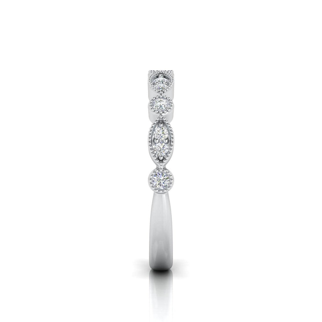 0.25 Carat D/VS Round Diamond Designer Half Eternity Wedding Ring - amadadiamonds