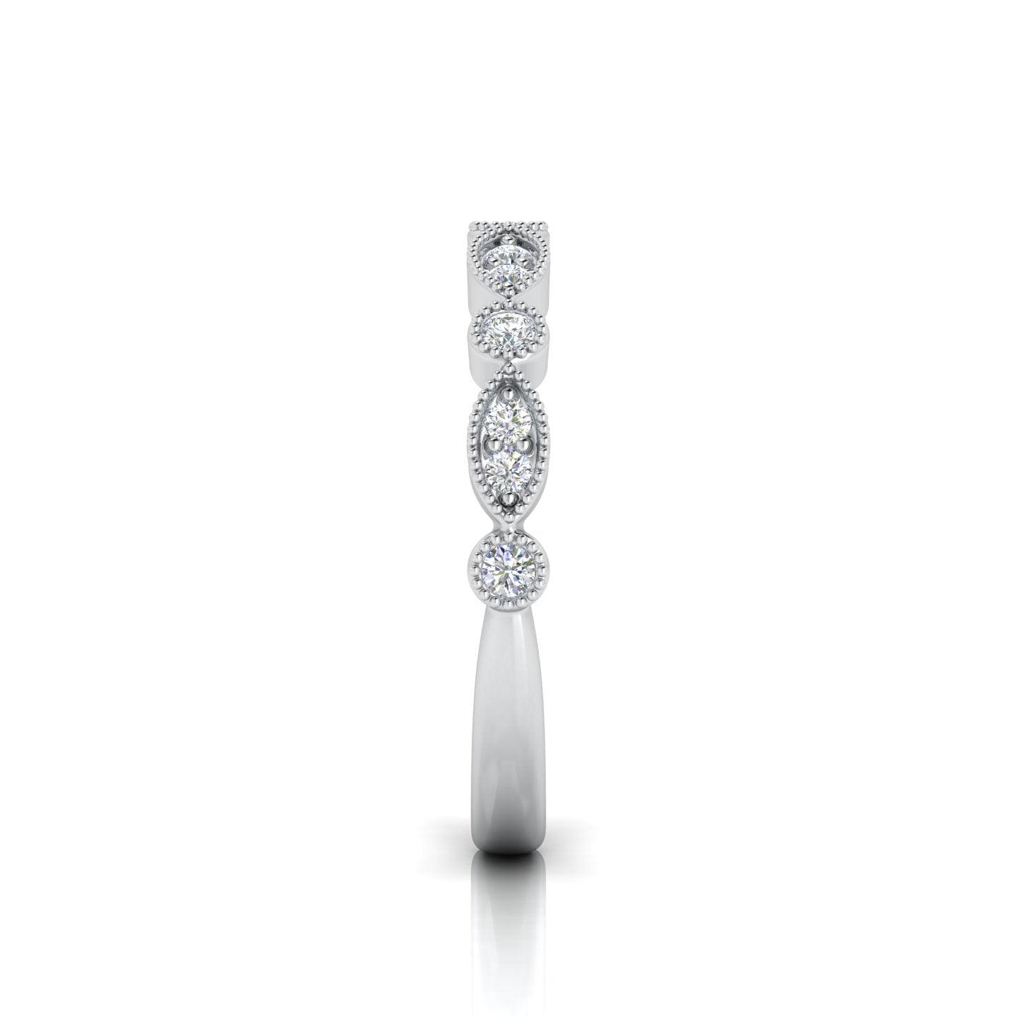 0.25 Carat D/VS Round Diamond Designer Half Eternity Wedding Ring - amadadiamonds