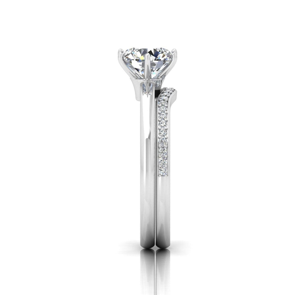 Certified Round Diamond Engagement Ring With Curved Matching Band 1.50Carat E/VS