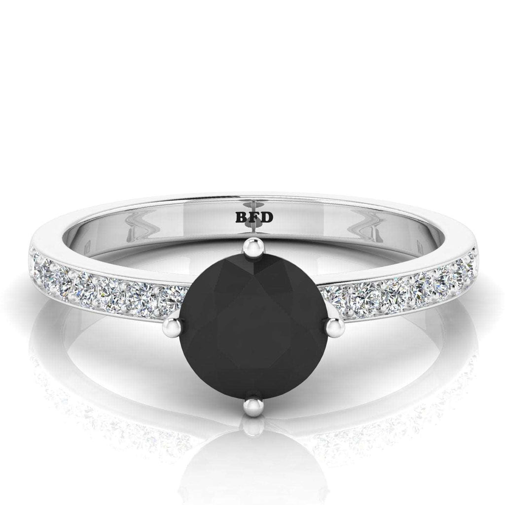 AAA Black & White Diamond Solitaire engagement Ring - 1.20 Carat