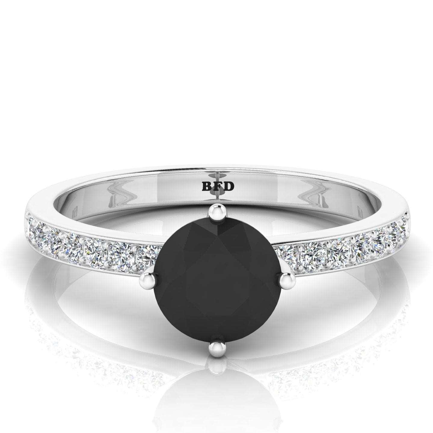 AAA Black & White Diamond Solitaire engagement Ring - 1.20 Carat