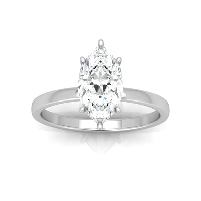 Classic Solitaire Hidden Halo Engagement Ring Marquise